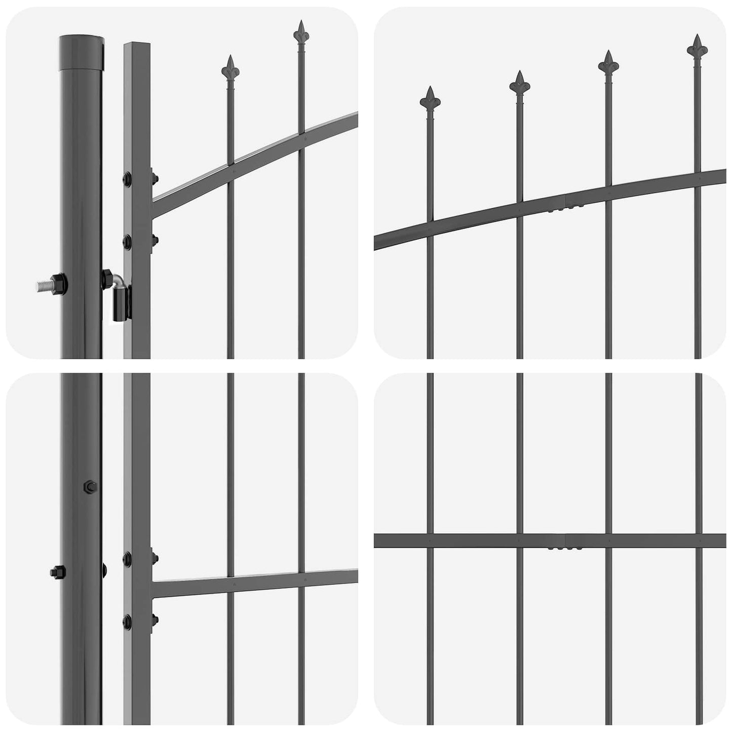 Cancello da giardino con blocco Grigio 125 x 500 cm Acciaio