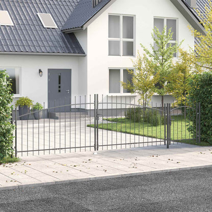 Cancello da giardino con blocco Grigio 125 x 500 cm Acciaio