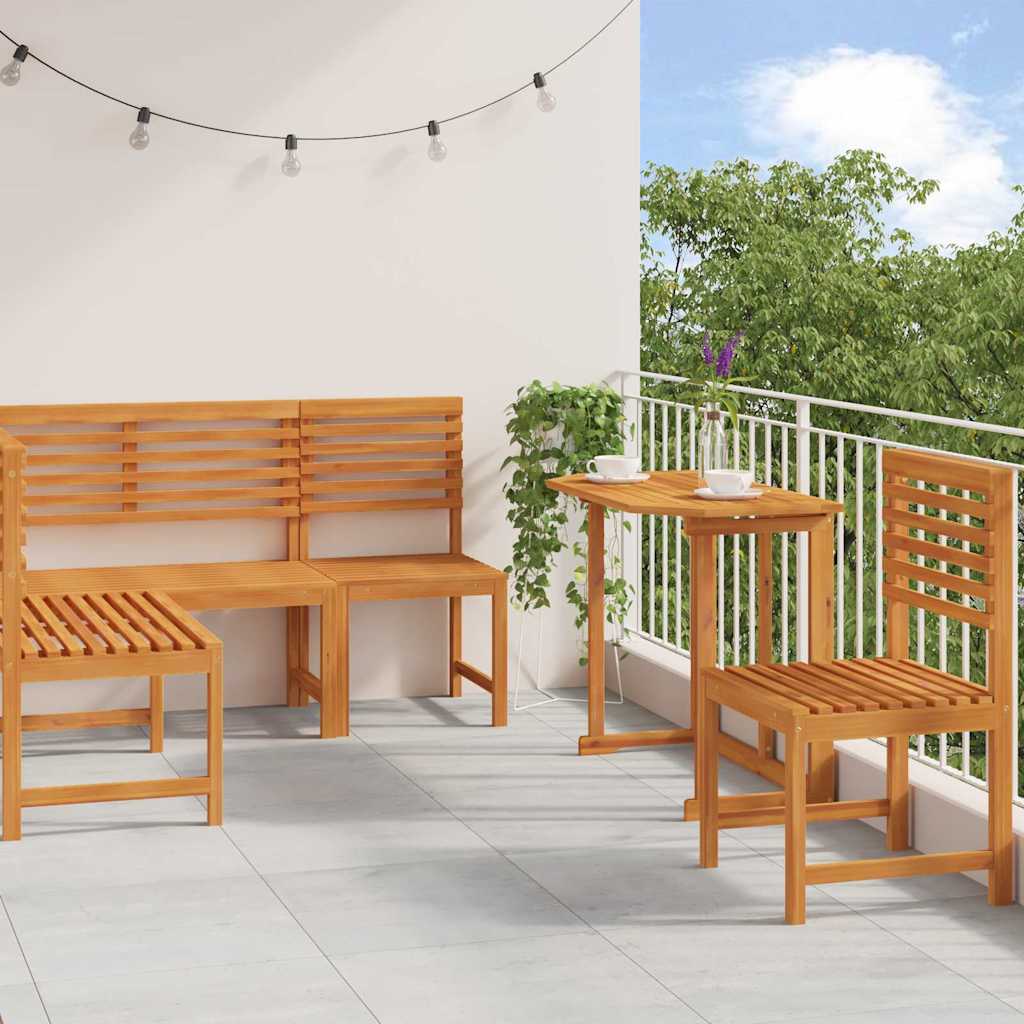 Set Panchina da Giardino 4 pcs Marrone legno massello di acacia