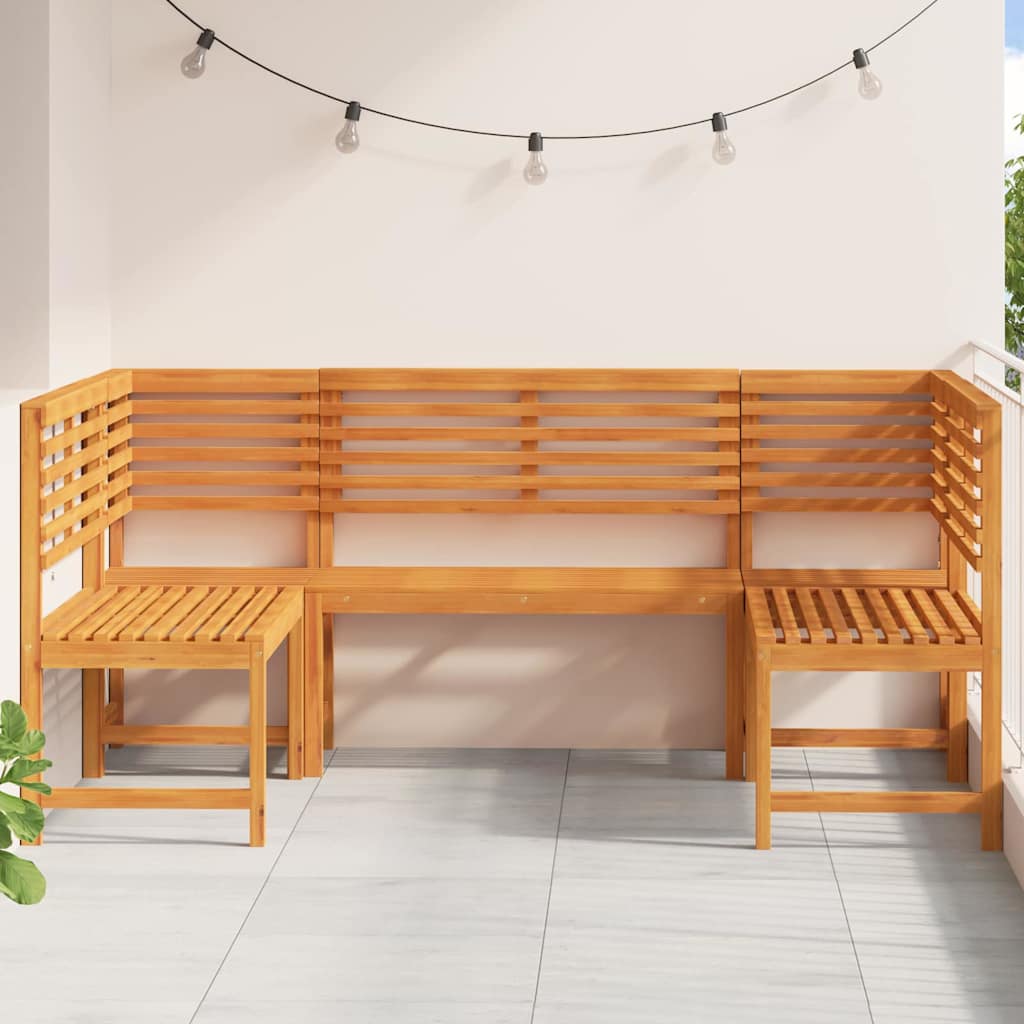 Set Panchina da Giardino 5 pcs Marrone Legno di Acacia Massello