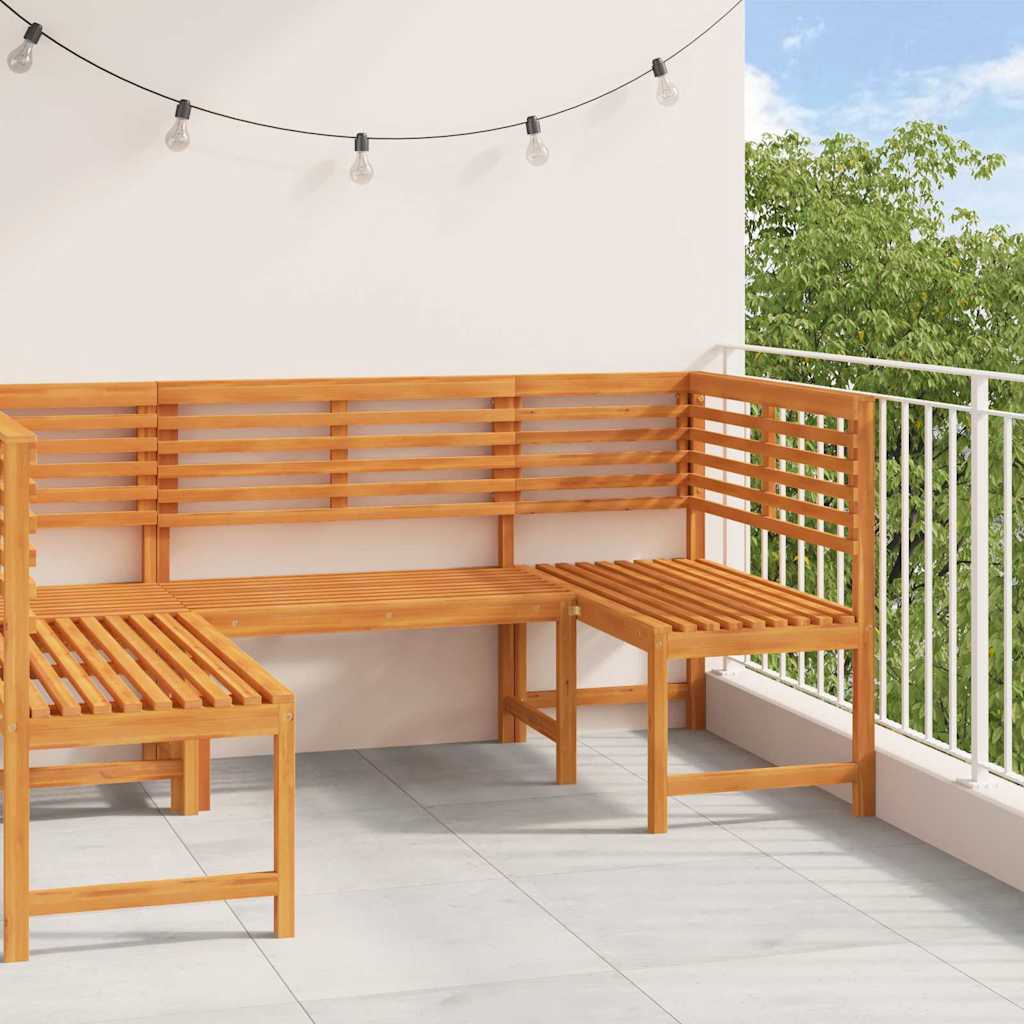 Set Panchina da Giardino 3 pcs Marrone Legno di Acacia Massello