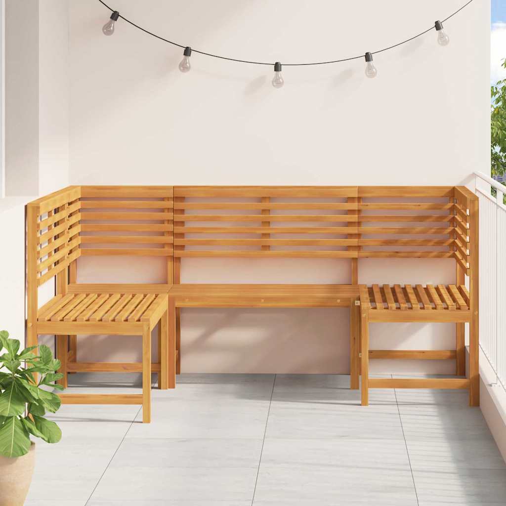 Set Panchina da Giardino 3 pcs Marrone Legno di Acacia Massello