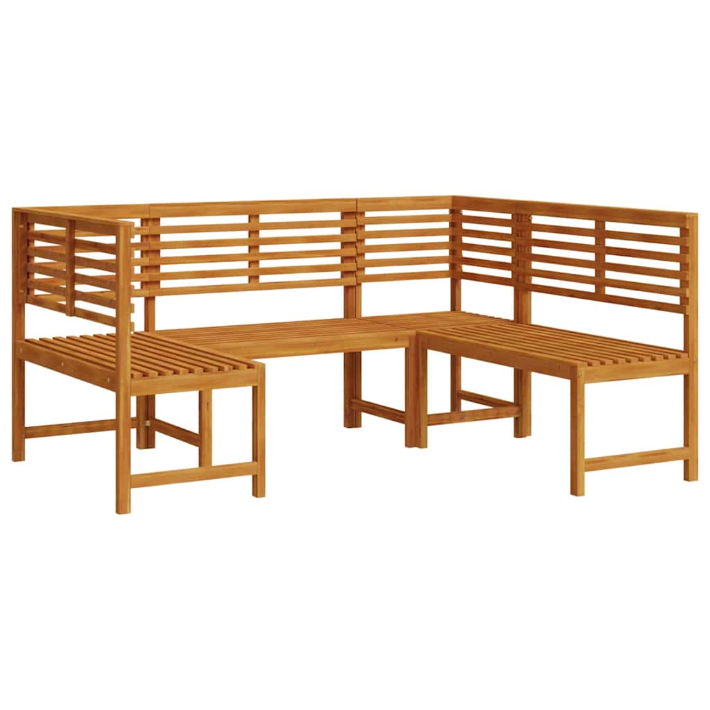 Set Panchina da Giardino 3 pcs Marrone Legno di Acacia Massello