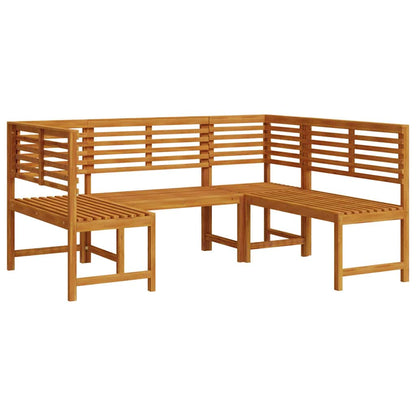 Set Panchina da Giardino 3 pcs Marrone Legno di Acacia Massello