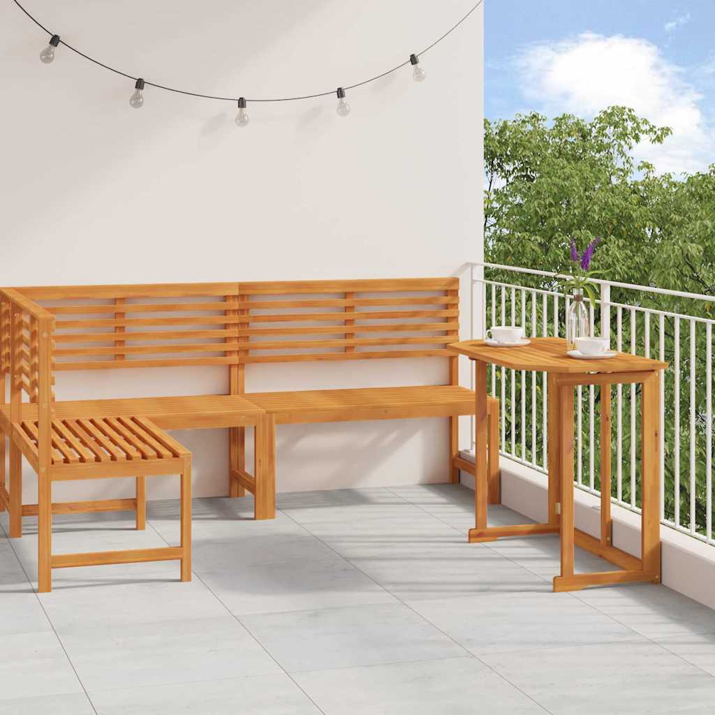 Set Panchina da Giardino 3 pcs Marrone Legno di Acacia Massello