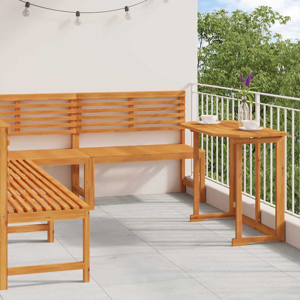 Set Panchina da Giardino 4 pcs Marrone Legno di Acacia Massello