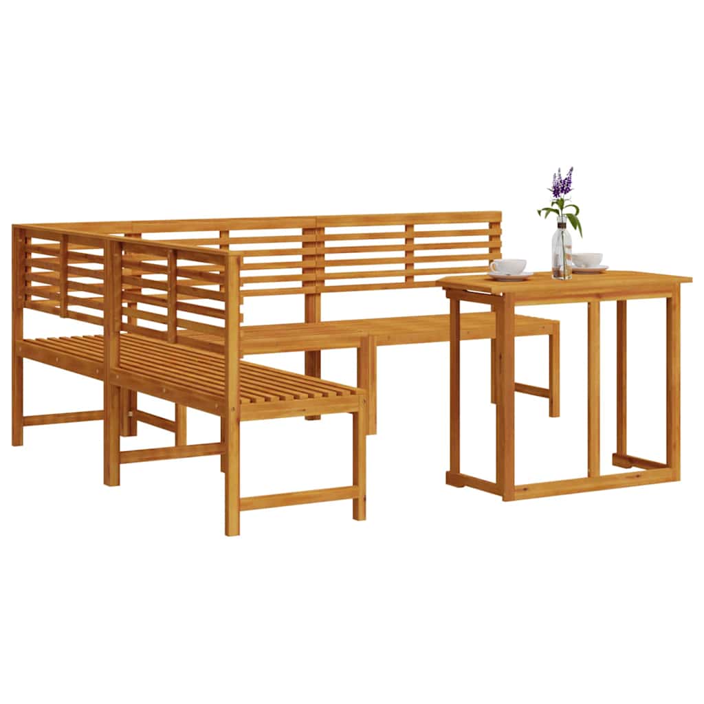 Set Panchina da Giardino 4 pcs Marrone Legno di Acacia Massello
