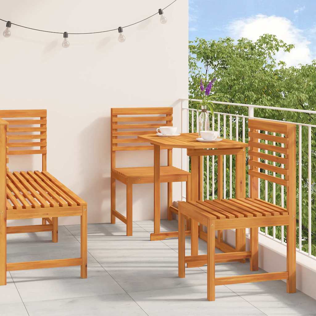 Set Bistro da Giardino 5 pcs Marrone Legno di Acacia Massello
