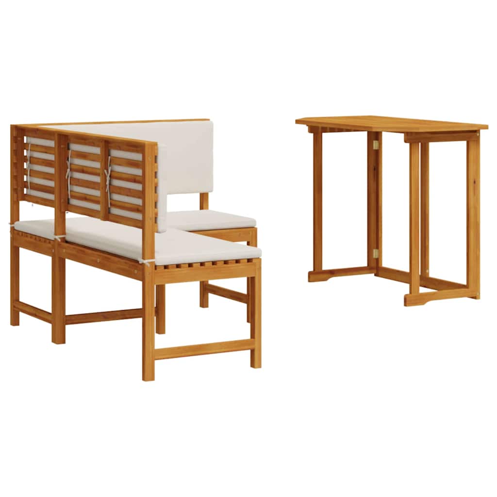 Set Panchina da Giardino 2 pcs Marrone Legno di Acacia Massello