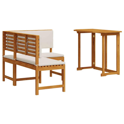Set Panchina da Giardino 2 pcs Marrone Legno di Acacia Massello