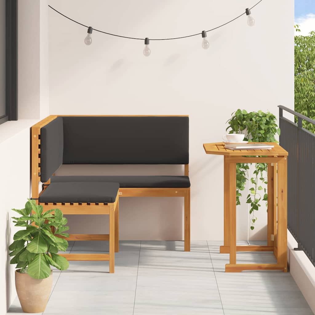 Set Panchina da Giardino 2 pcs Marrone Legno di Acacia Massello