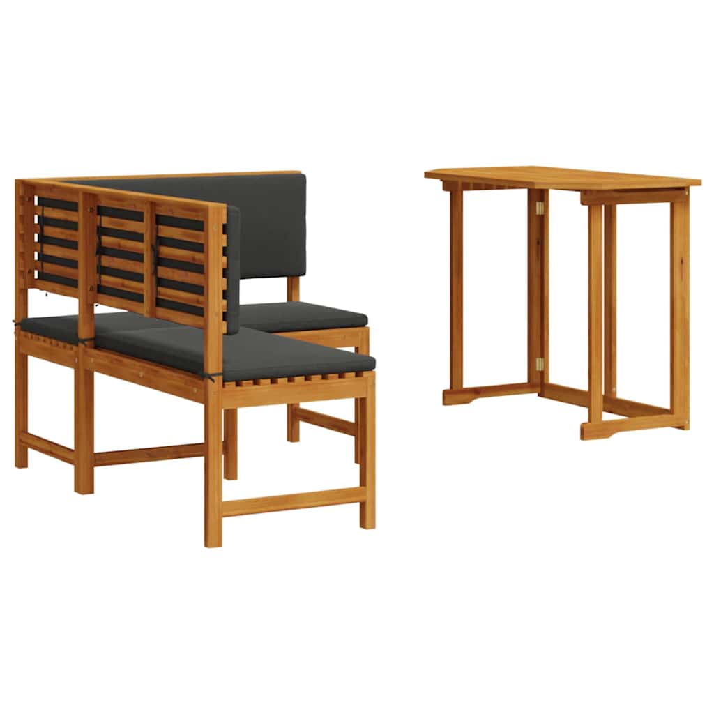Set Panchina da Giardino 2 pcs Marrone Legno di Acacia Massello