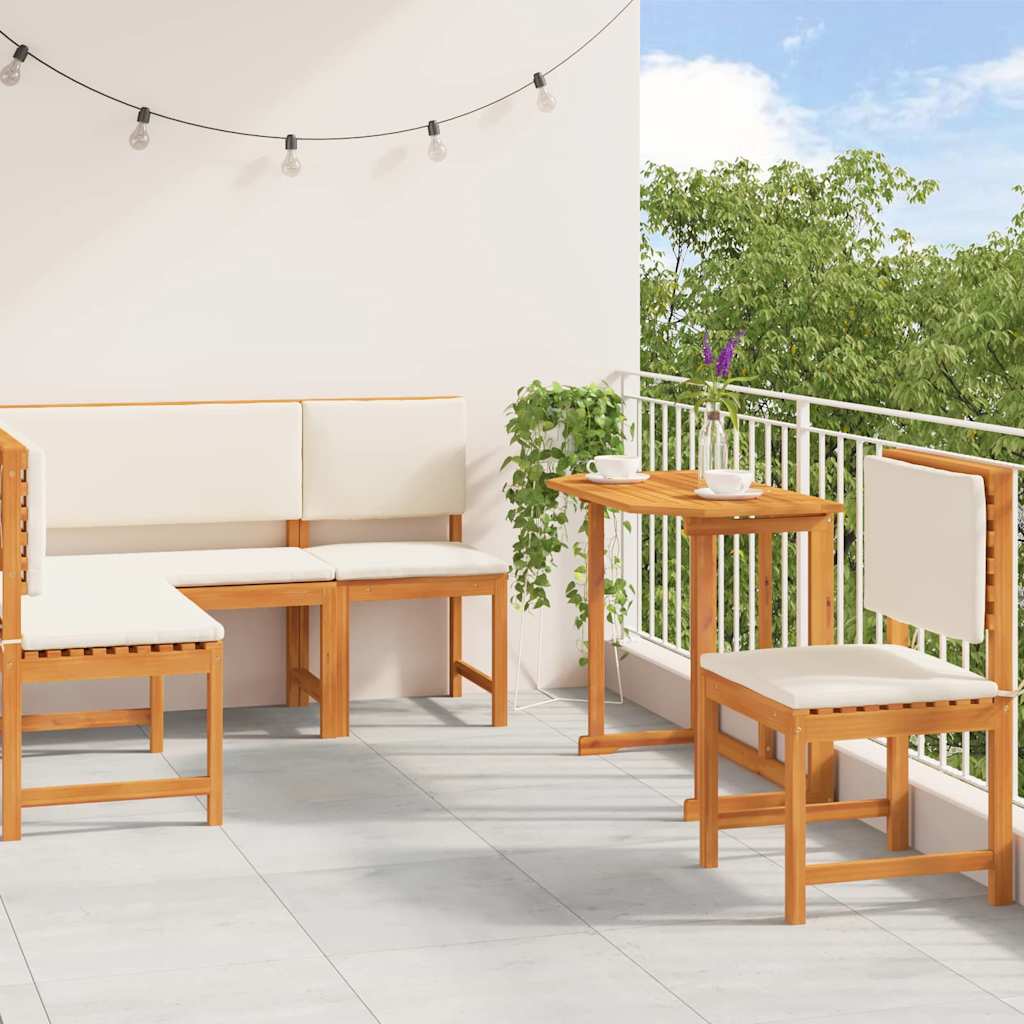 Set Panchina da Giardino 4 pcs Marrone Legno di Acacia Massello