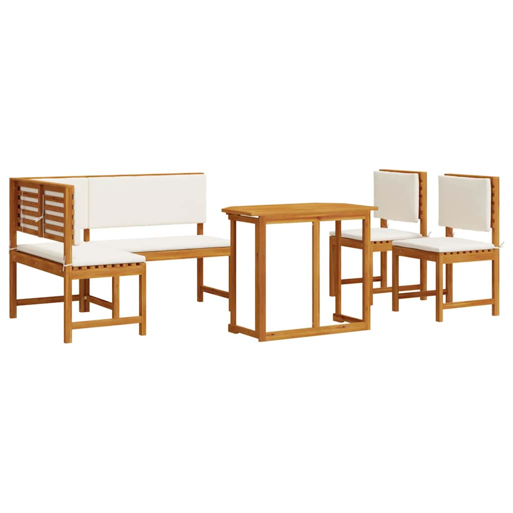 Set Panchina da Giardino 4 pcs Marrone Legno di Acacia Massello