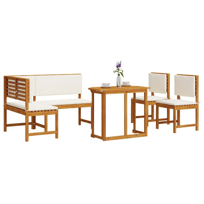 Set Panchina da Giardino 4 pcs Marrone Legno di Acacia Massello