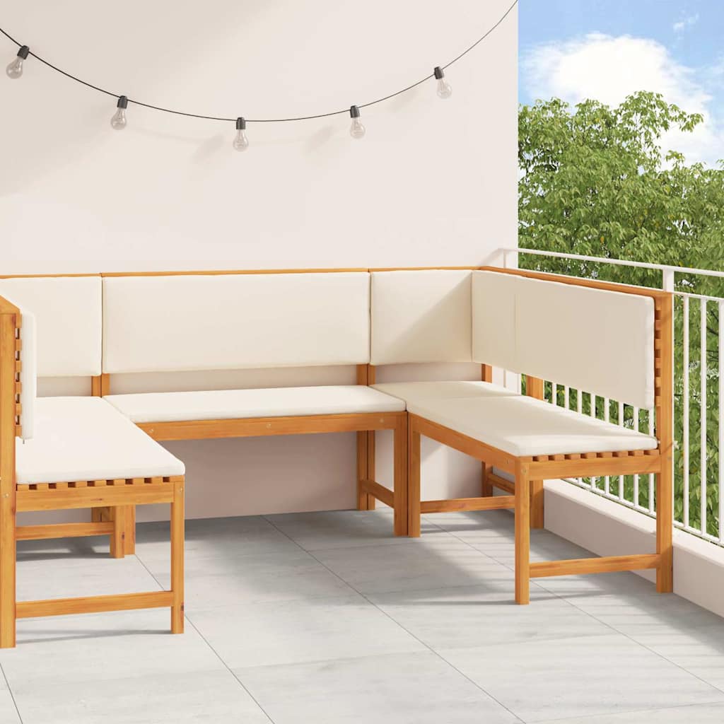 Set Panchina da Giardino 5 pcs Marrone Legno di Acacia Massello