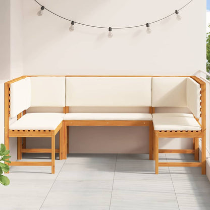Set Panchina da Giardino 5 pcs Marrone Legno di Acacia Massello