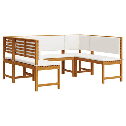 Set Panchina da Giardino 5 pcs Marrone Legno di Acacia Massello