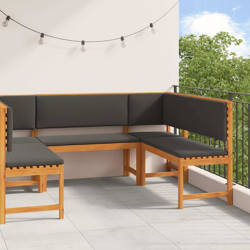 Set Panchina da Giardino 5 pcs Marrone Legno di Acacia Massello