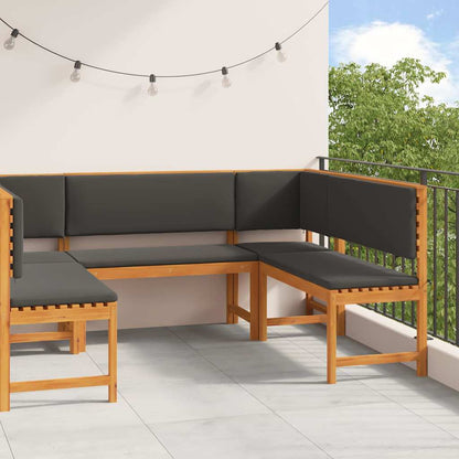 Set Panchina da Giardino 5 pcs Marrone Legno di Acacia Massello