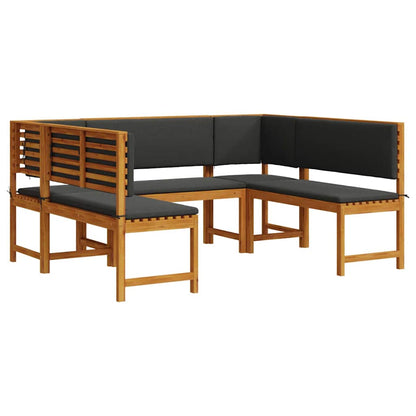 Set Panchina da Giardino 5 pcs Marrone Legno di Acacia Massello