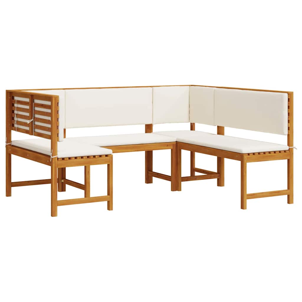 Set Panchina da Giardino 3 pcs Marrone Legno di Acacia Massello