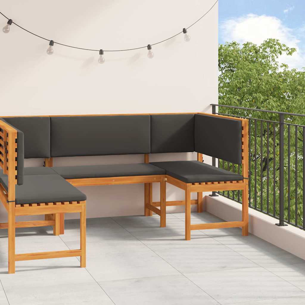Set Panchina da Giardino 3 pcs Marrone Legno di Acacia Massello