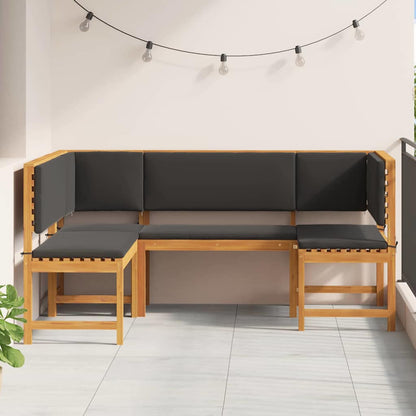 Set Panchina da Giardino 3 pcs Marrone Legno di Acacia Massello