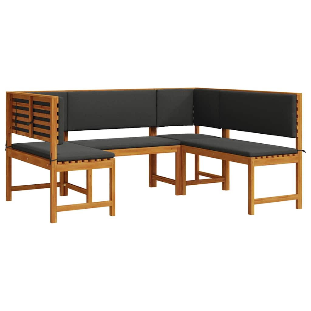 Set Panchina da Giardino 3 pcs Marrone Legno di Acacia Massello