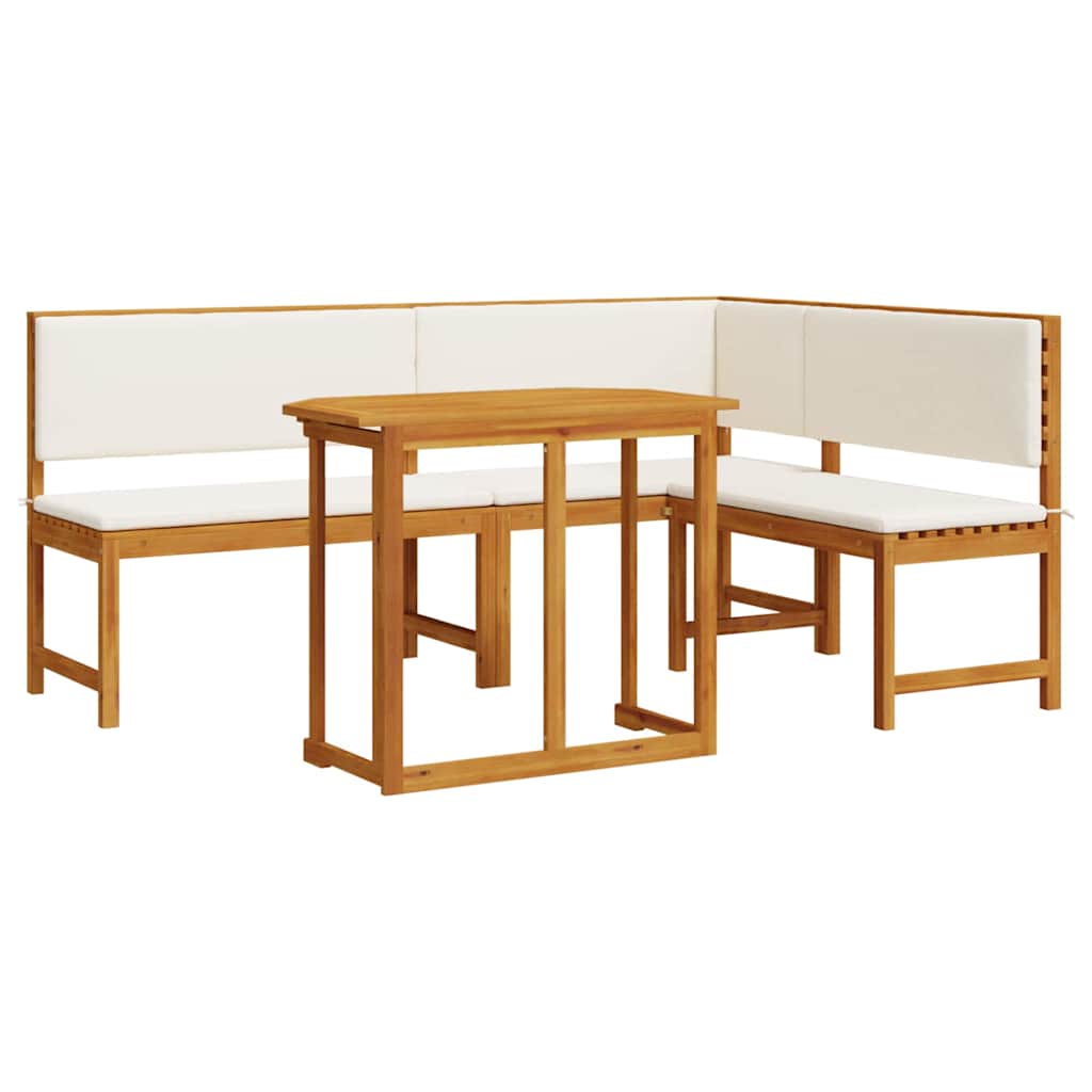 Set Panchina da Giardino 3 pcs Marrone Legno di Acacia Massello