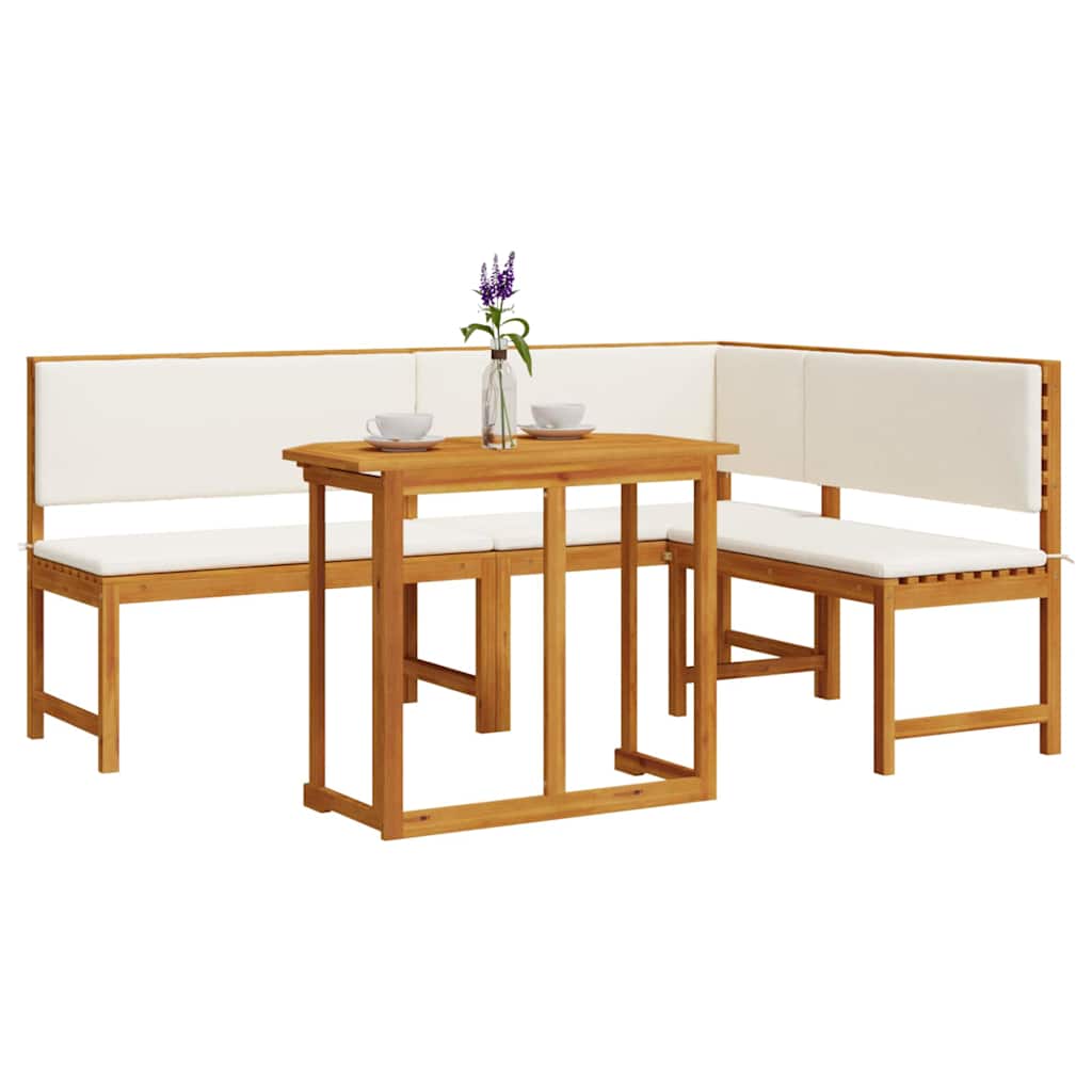 Set Panchina da Giardino 3 pcs Marrone Legno di Acacia Massello