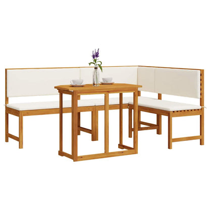 Set Panchina da Giardino 3 pcs Marrone Legno di Acacia Massello