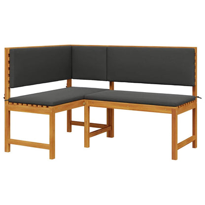 Set Panchina da Giardino 3 pcs Marrone Legno di Acacia Massello
