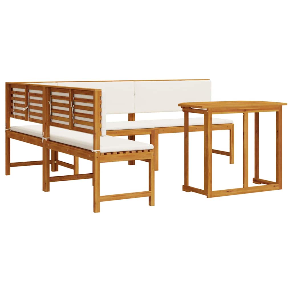 Set Panchina da Giardino 4 pcs Marrone Legno di Acacia Massello