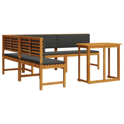 Set Panchina da Giardino 4 pcs Marrone Legno di Acacia Massello