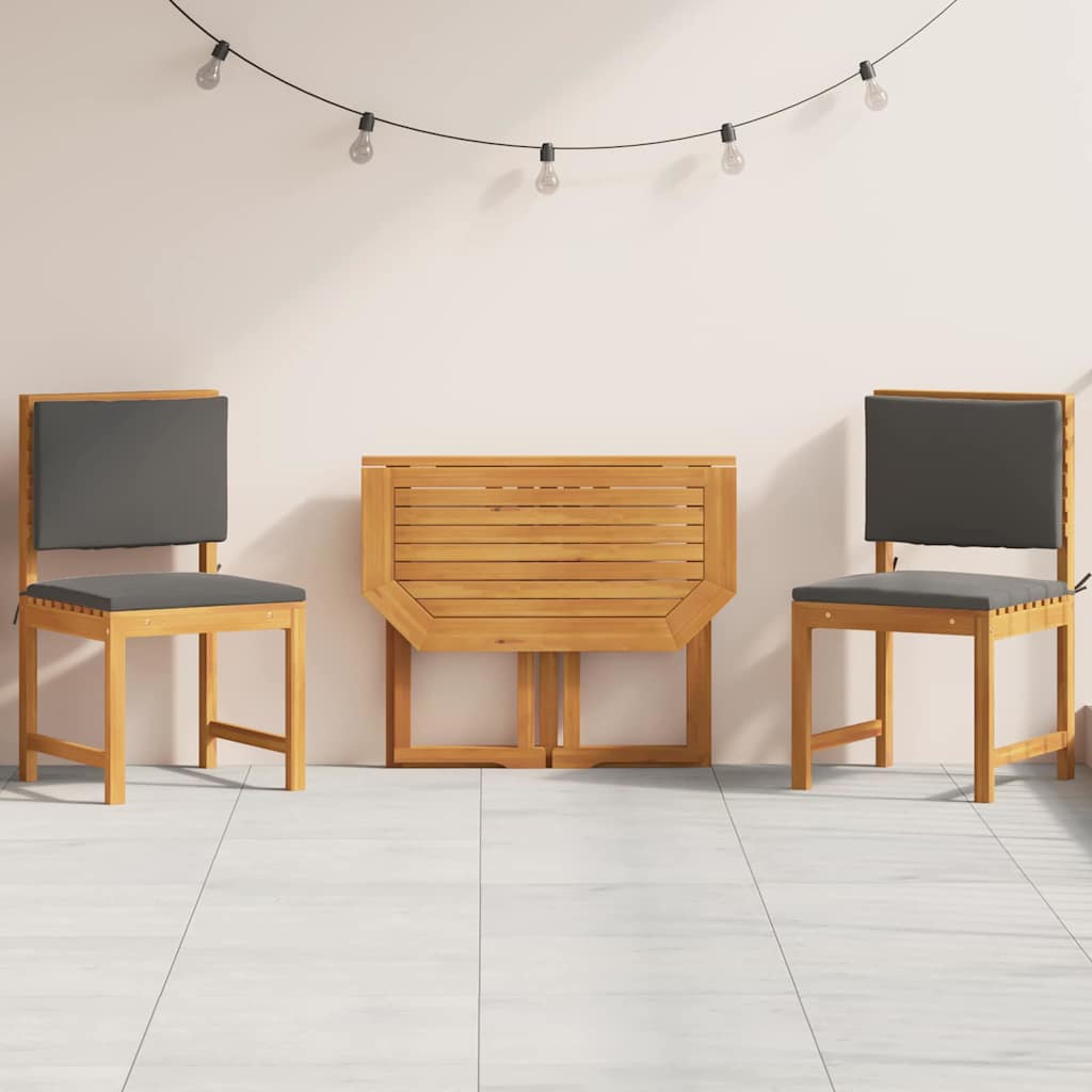 Set Bistro da Giardino 3 pcs Marrone Legno di Acacia Massello