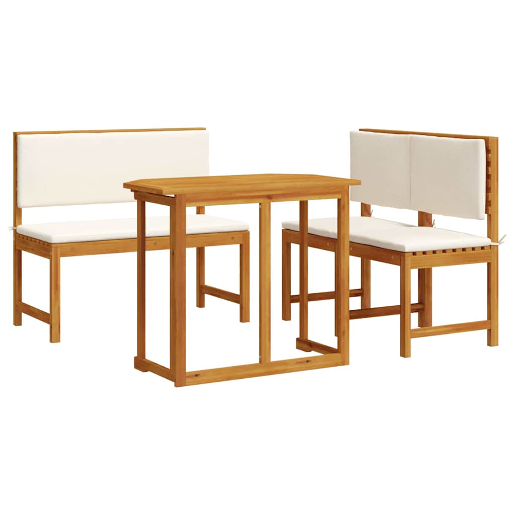Set Bistro da Giardino 3 pcs Marrone Legno di Acacia Massello