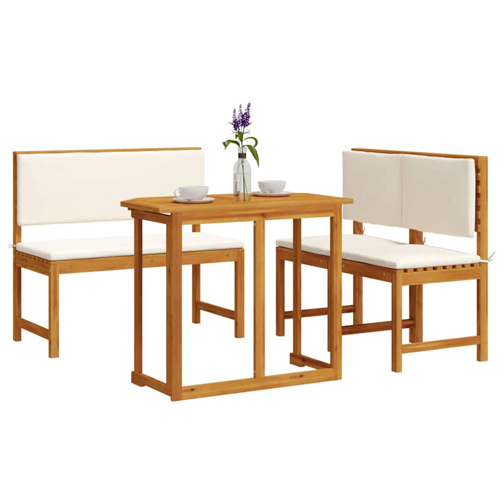 Set Bistro da Giardino 3 pcs Marrone Legno di Acacia Massello