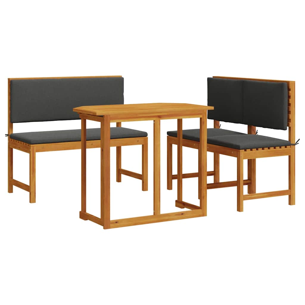 Set Bistro da Giardino 3 pcs Marrone Legno di Acacia Massello