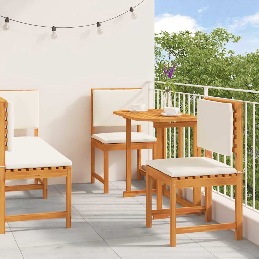 Set Bistro da Giardino 4 pcs Marrone Legno di Acacia Massello