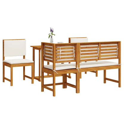 Set Bistro da Giardino 4 pcs Marrone Legno di Acacia Massello