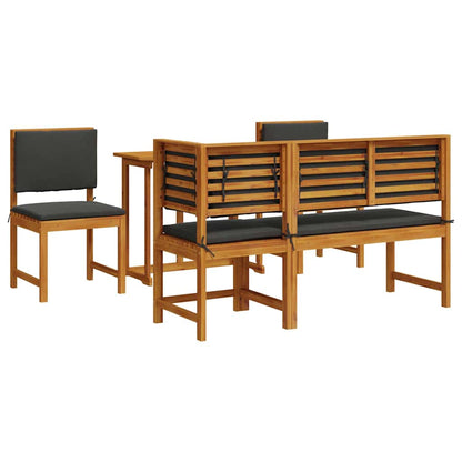Set Bistro da Giardino 4 pcs Marrone Legno di Acacia Massello