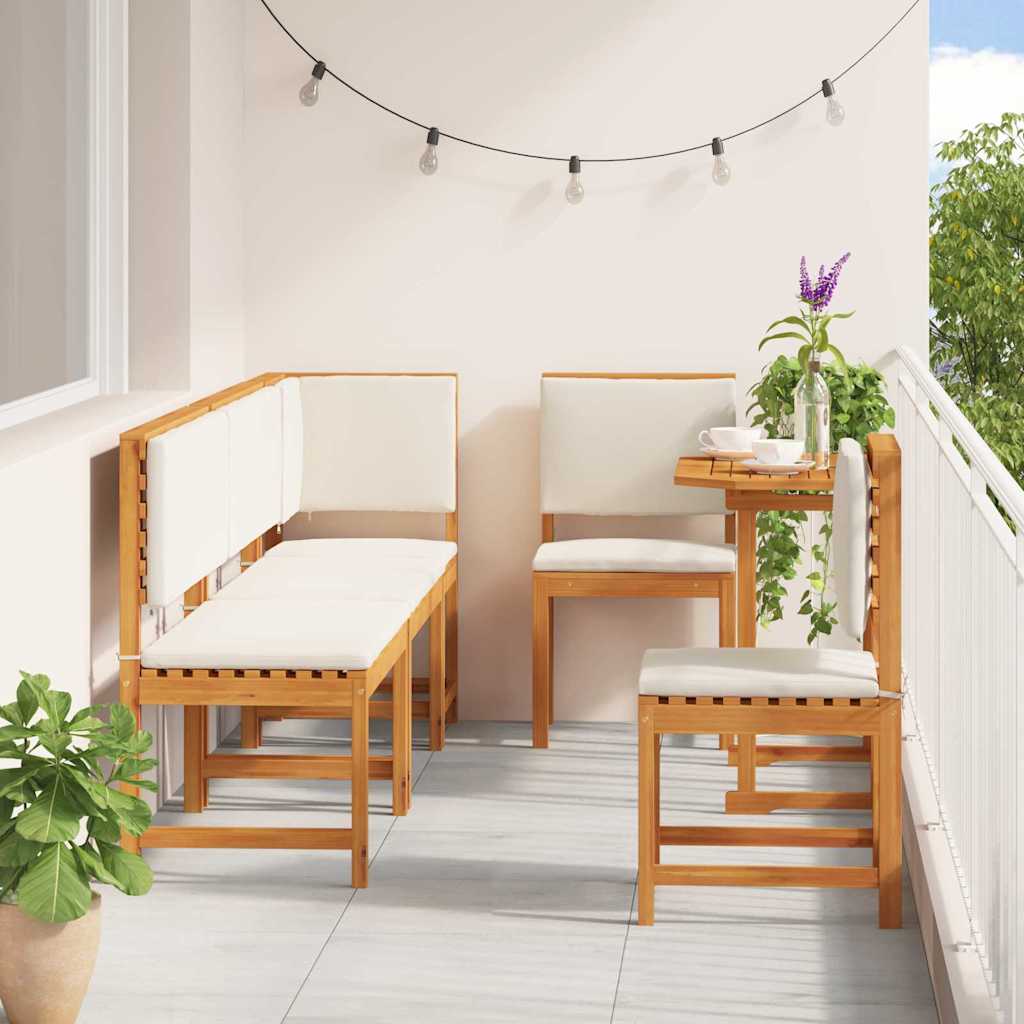 Set Bistro da Giardino 6 pcs Marrone Legno di Acacia Massello