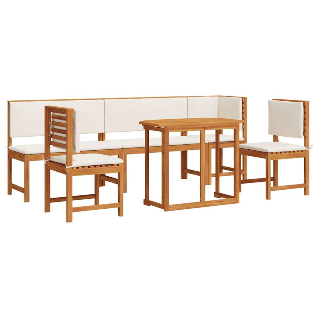 Set Bistro da Giardino 6 pcs Marrone Legno di Acacia Massello