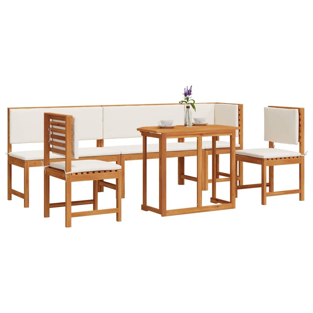 Set Bistro da Giardino 6 pcs Marrone Legno di Acacia Massello