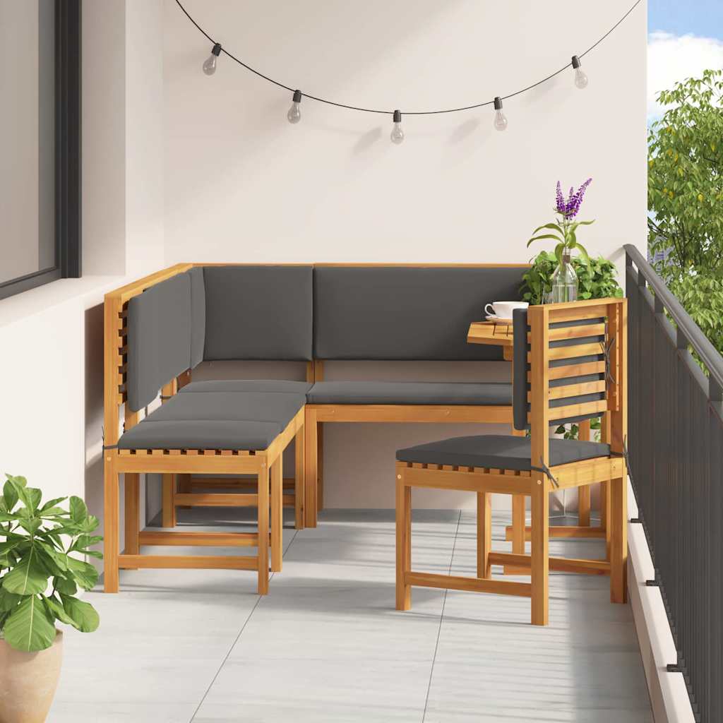 Set Bistro da Giardino 6 pcs Marrone Legno di Acacia Massello