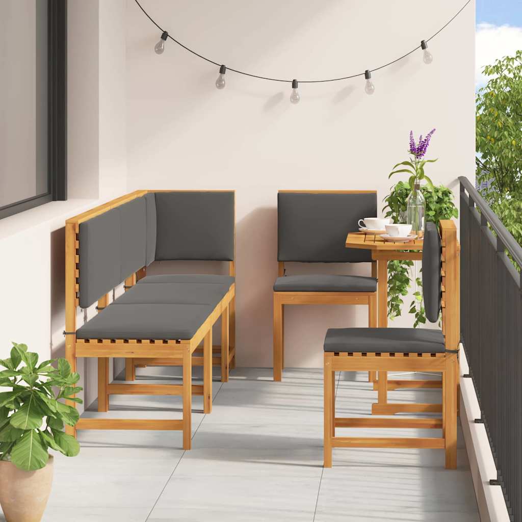 Set Bistro da Giardino 6 pcs Marrone Legno di Acacia Massello