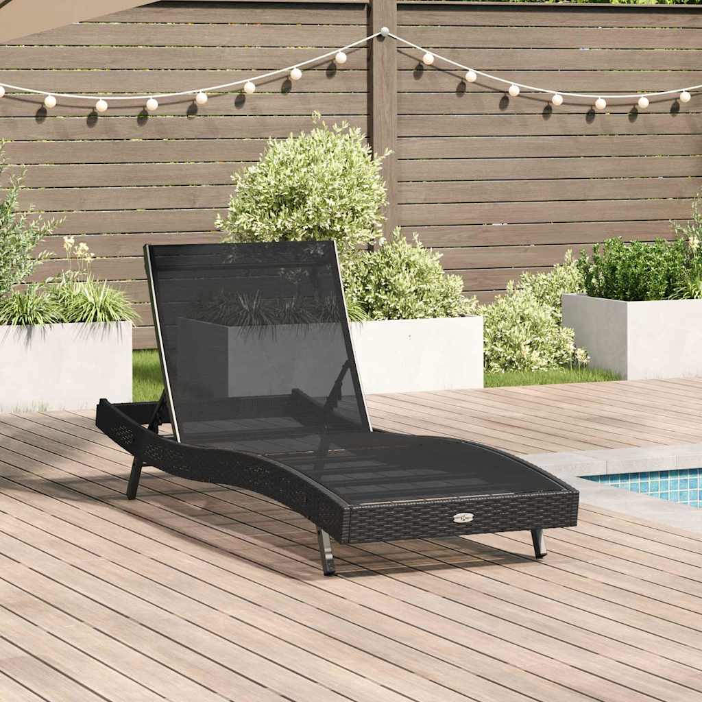 Lettino da sole Nero 197 x 70 x 82 cm polyrattan