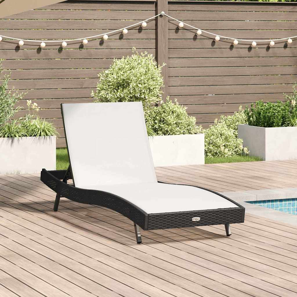 Lettino da sole Nero e Bianco 197 x 70 x 82 cm polyrattan