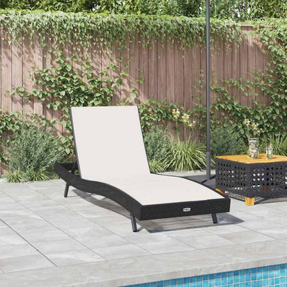 Lettino da sole Nero e Bianco 197 x 70 x 82 cm polyrattan